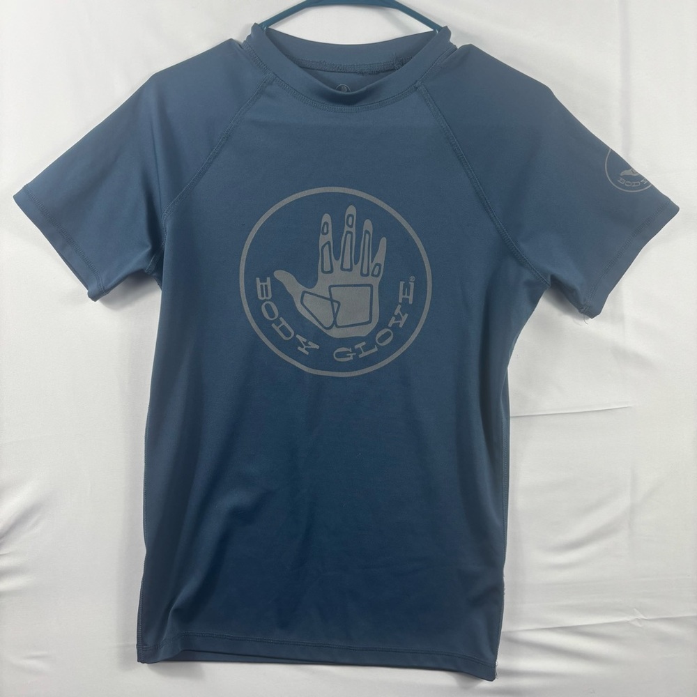 Body Glove Men's Small Blue Swim Shirt Rashguard Graphic Tee UPF 50+ SunOption